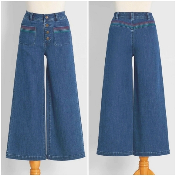 Modcloth don't forget your rainbow flare cropped jeans - Picture 2 of 10